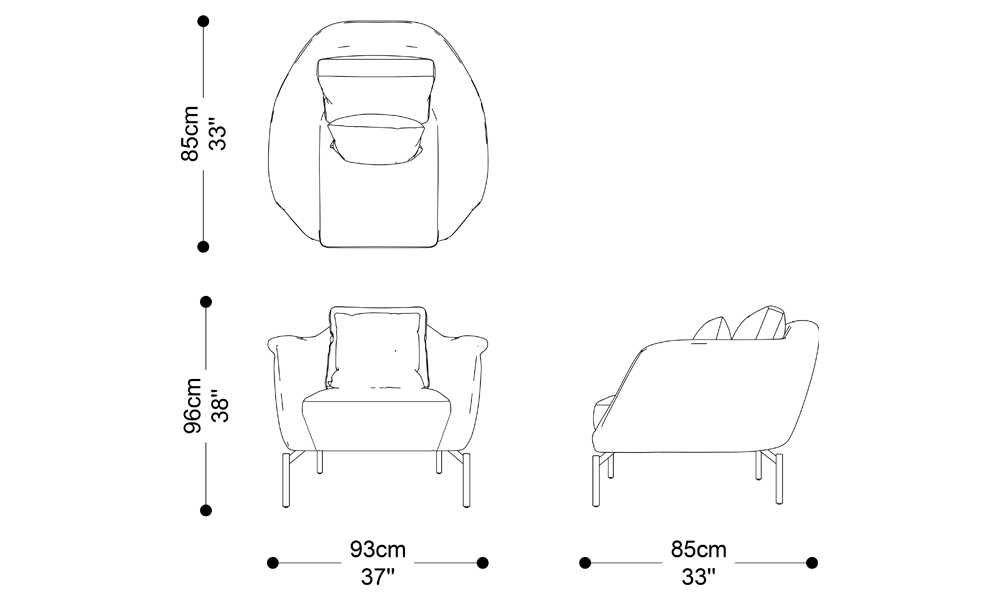 Image of the main dimensions of the product